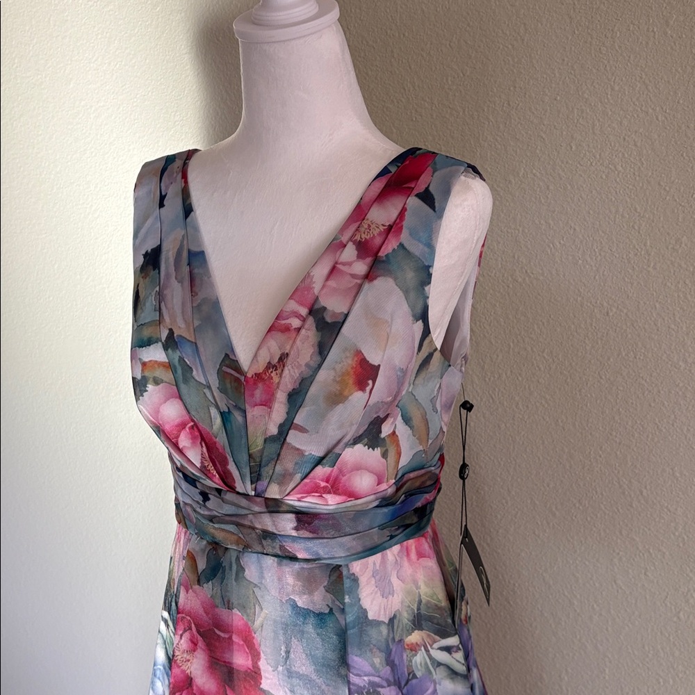 Vibrant Floral V-Neck Dress